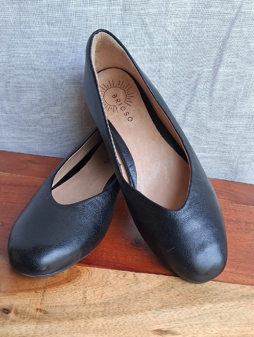 Brioso Women's Black Leather Heels - Classic Slip-On Pumps 6